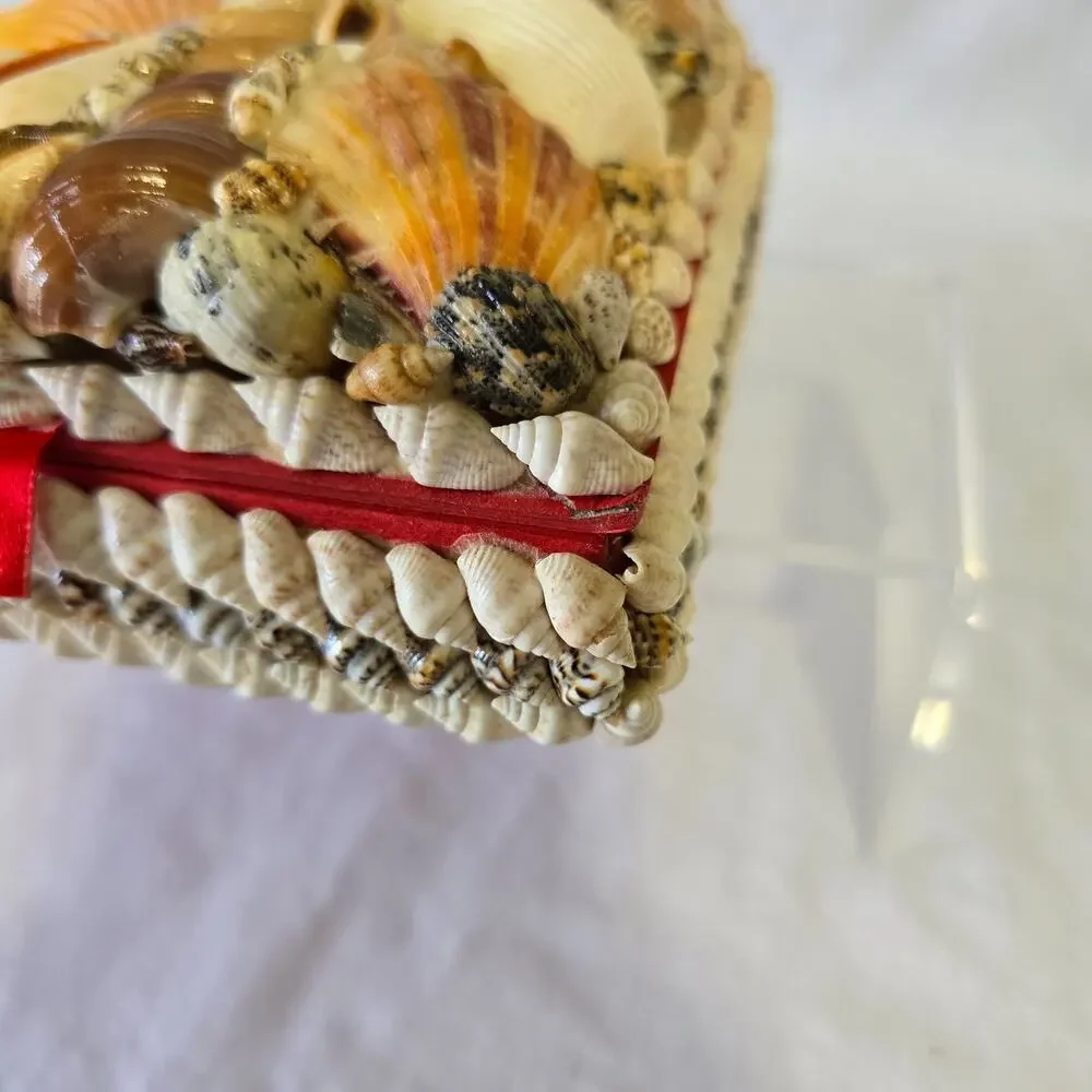 Shell Trinket Box Embellished Decorative Seashells 5.5